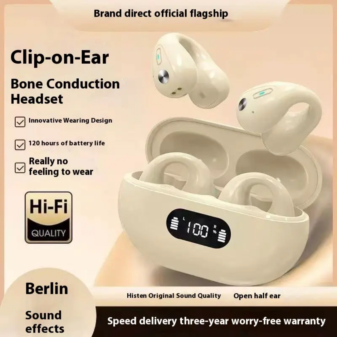 CLIP ON EARBUDS AND VERY UNIQUE DESIGN WITH NEW FEATURES GOOD SPEAKER GOOD BATTERY HEALTH