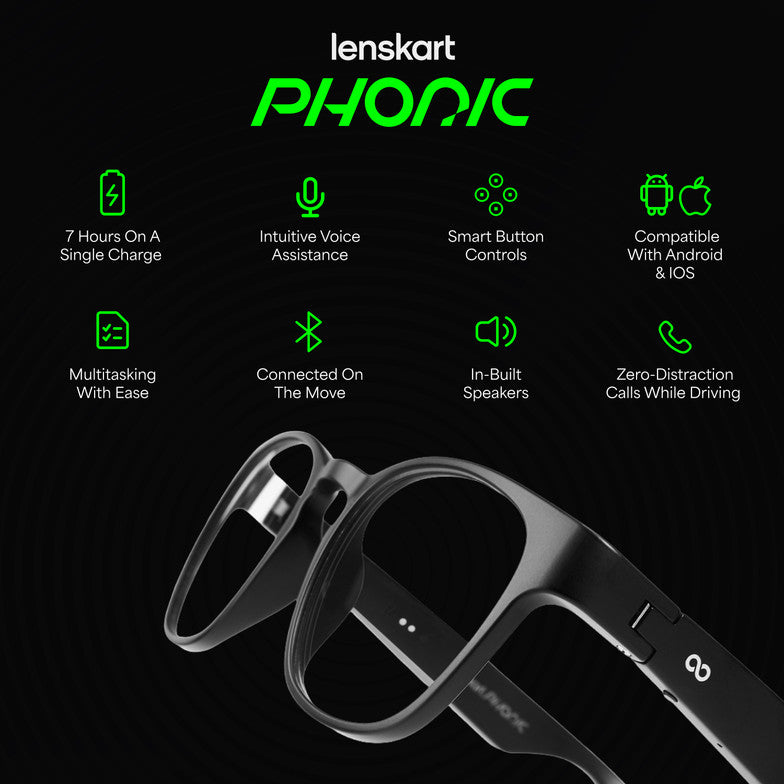 LENSHCART PHONIC PREMIUM BLUTOOTH SUNGLASSES  / BEST IN BUDGET WITH 7 HOURS PLAYBACK TIME