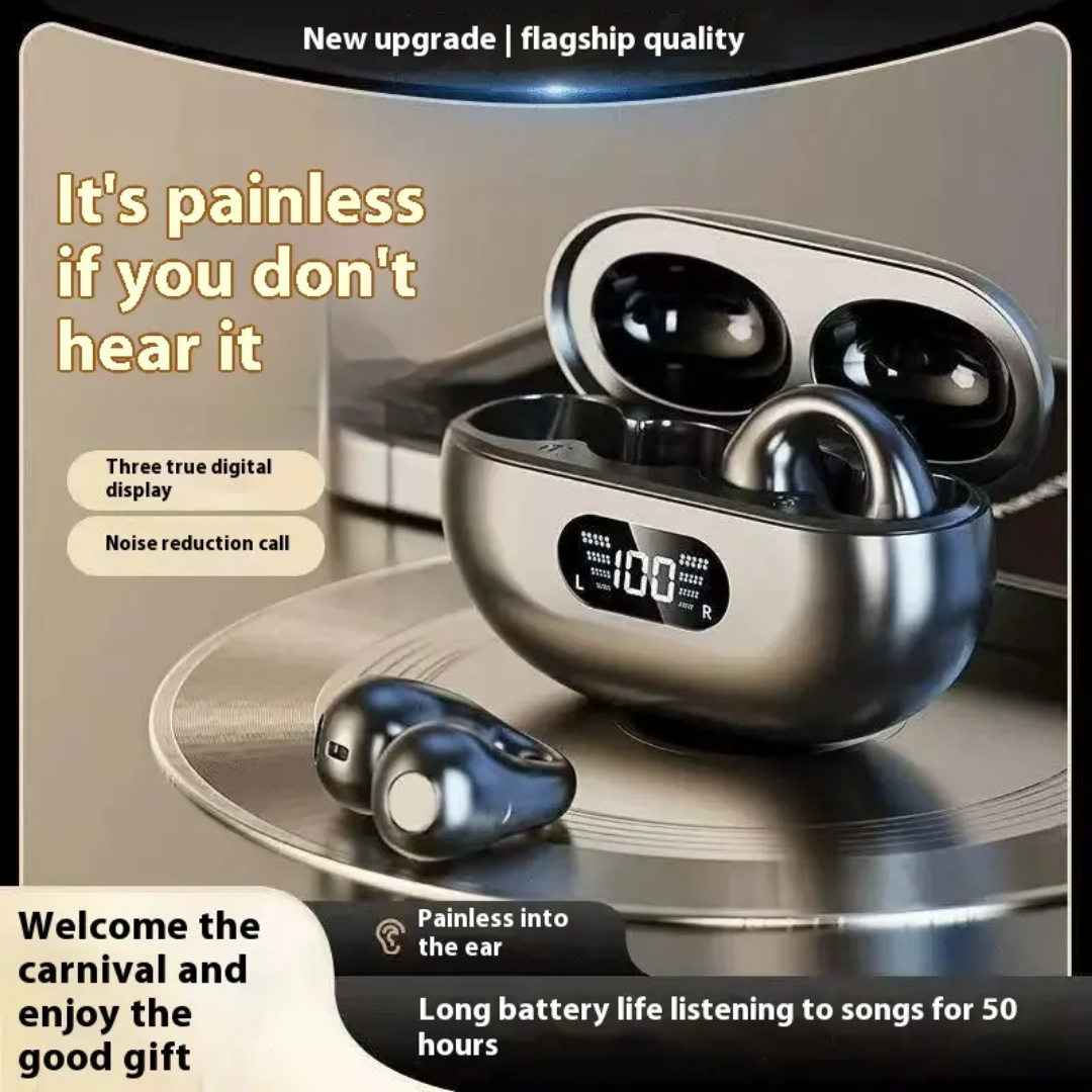 CLIP ON EARBUDS AND VERY UNIQUE DESIGN WITH NEW FEATURES GOOD SPEAKER GOOD BATTERY HEALTH